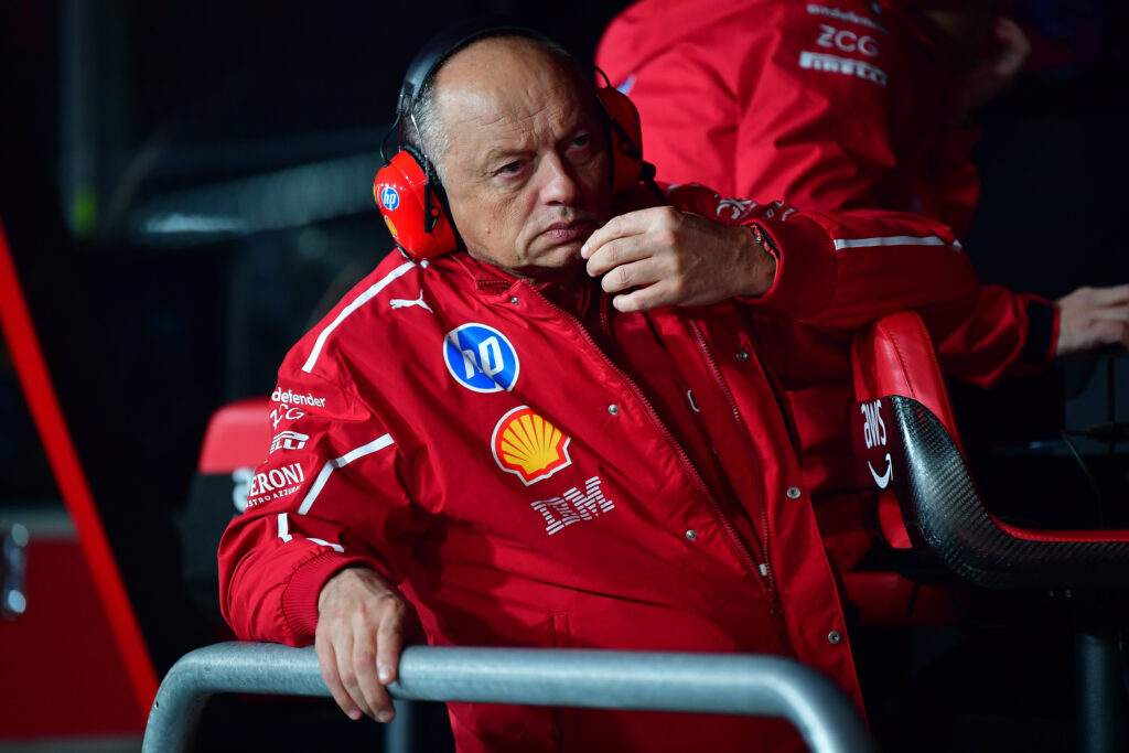 21 novembre 2025 ; Las Vegas, Nevada, États-Unis ; Frédéric Vasseur, directeur de l'équipe Ferrari, avant le Grand Prix de Las Vegas sur le circuit du Strip de Las Vegas. Crédit obligatoire : Gary A. Vasquez-Imagn Images