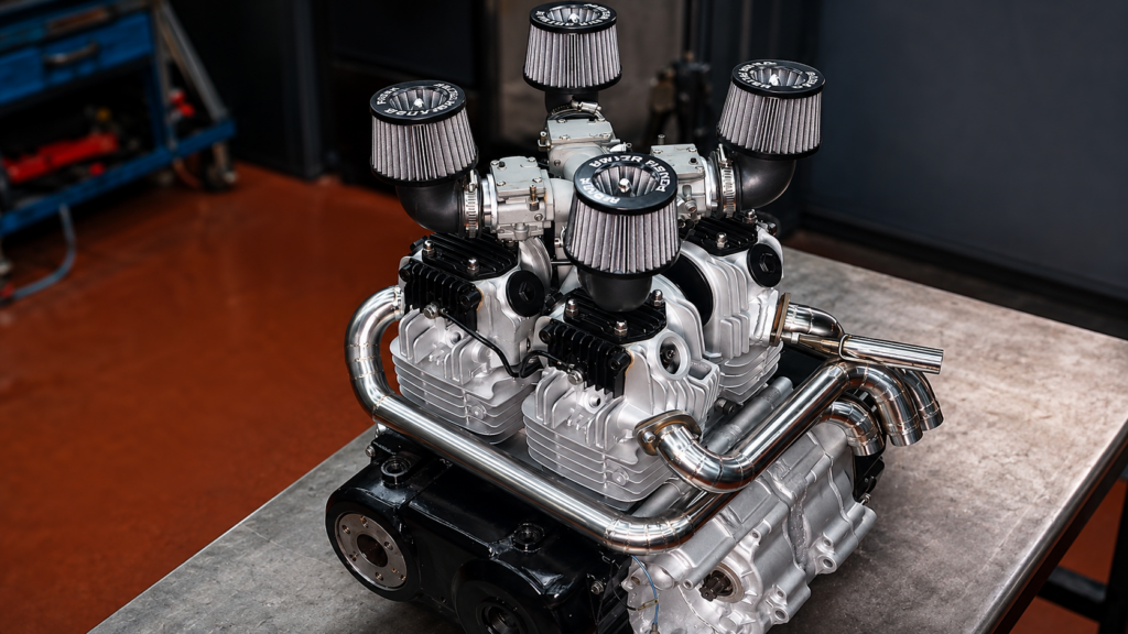 YouTuber construit un moteur de moto à quatre cylindres en marche à partir de pièces monocylindres de rebut